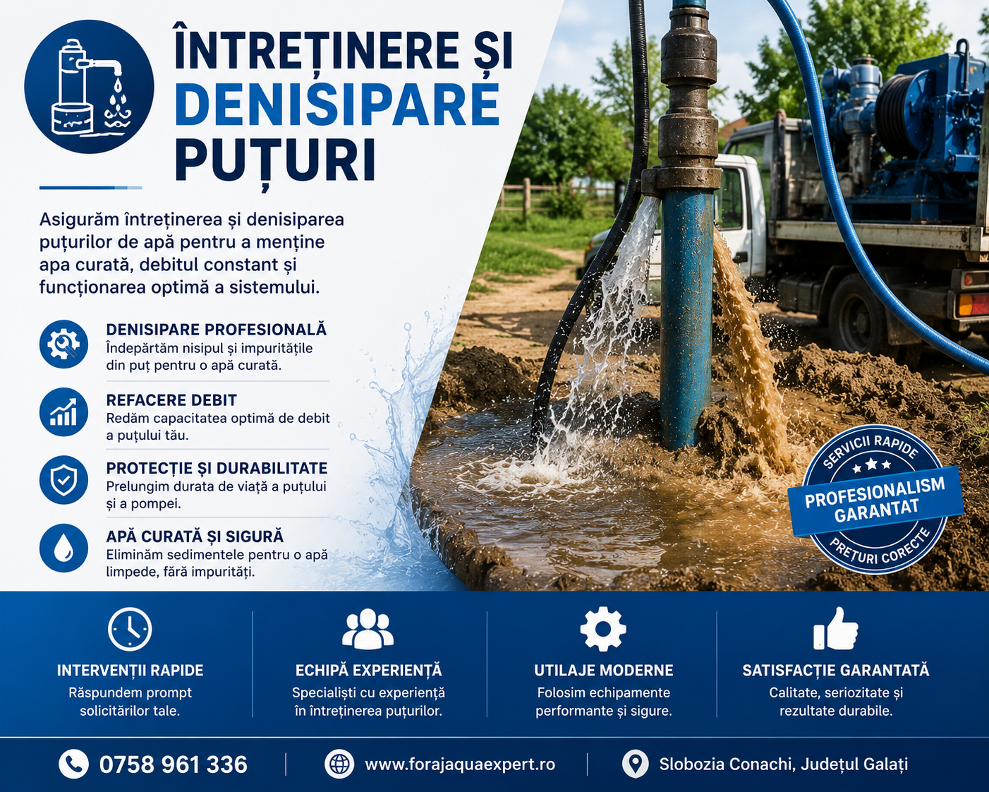 Întreținere și denisipare puțuri